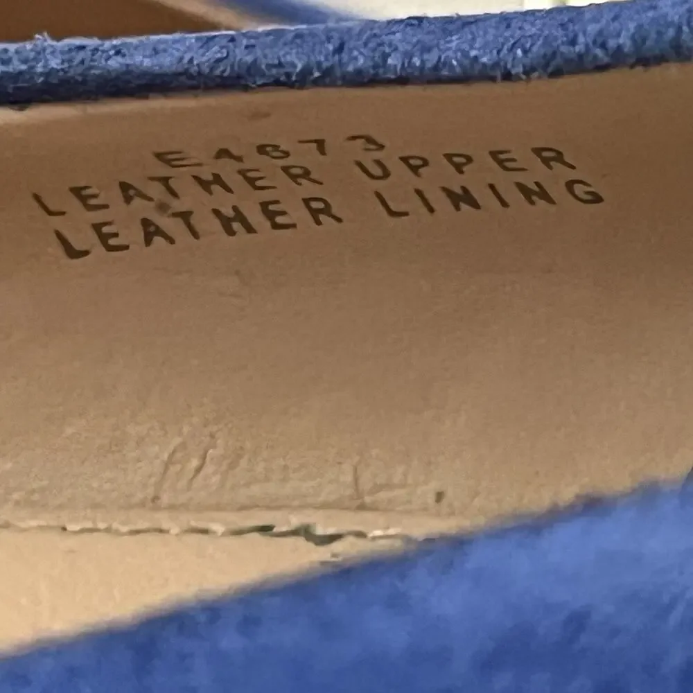 J Crew COLLECTION Dulci Suede Kitten Heels Women’s Size 7.5 Jeweled Blue Italy